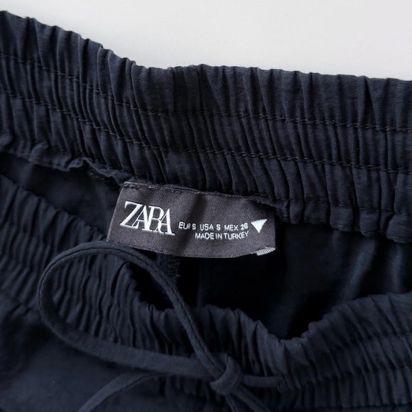 ZARA Black Drawstring Pants Relaxed Fit Cropped Minimalist Casual Size S - Picture 5 of 10